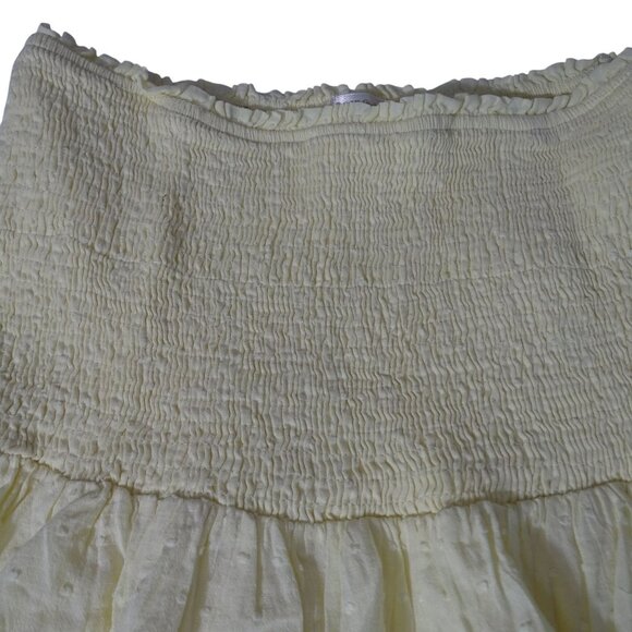 We're All Pretty Girls Yellow Smocked Ruffle Mini Skirt Women Size M Lined - Picture 2 of 11